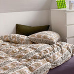 Duvet Cover Set Cooling Cotton Percale Watercolor Floral