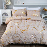 Duvet Cover Set Cotton Blend Marble Print Breathable