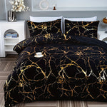 Duvet Cover Set Cotton Blend Marble Print Breathable