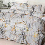Duvet Cover Set Cotton Blend Marble Print Breathable