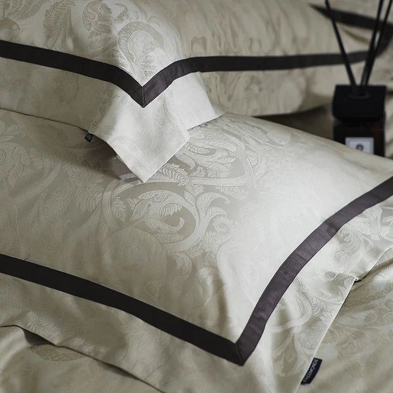 Duvet Cover Set Cotton-Blend Satin Tonal Jacquard