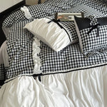 Duvet Cover Set Cotton Blend Vichy Check 4-Piece