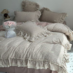 Duvet Cover Set Cotton Cambric Breathable Ruffled Lace