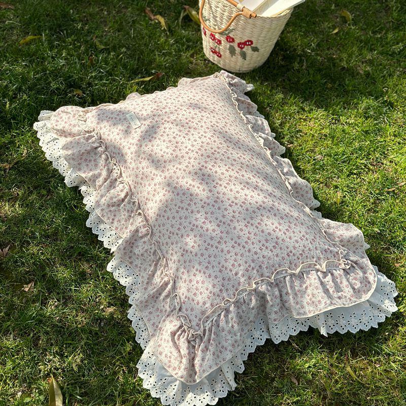 Duvet Cover Set Cotton Cambric Breathable Ruffled Lace