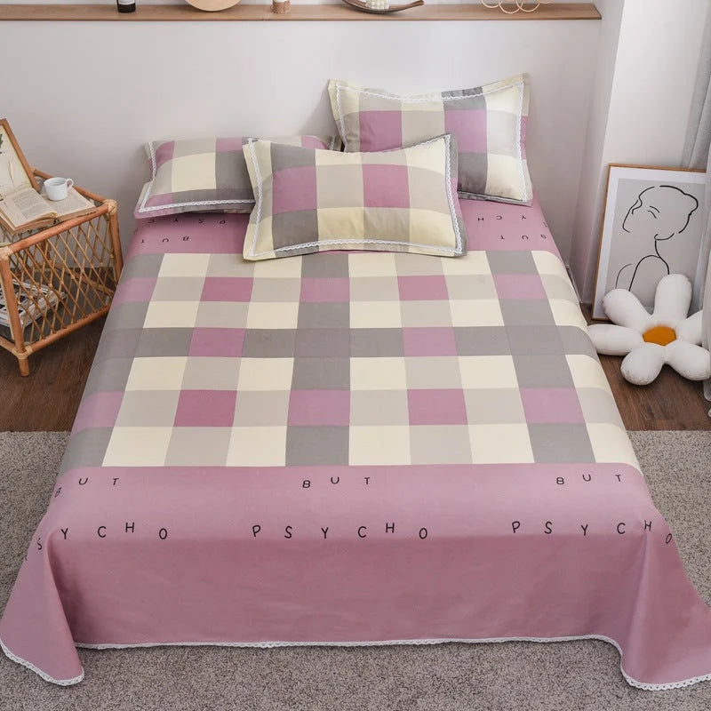 Duvet Cover Set Cotton Check Pattern Machine Washable