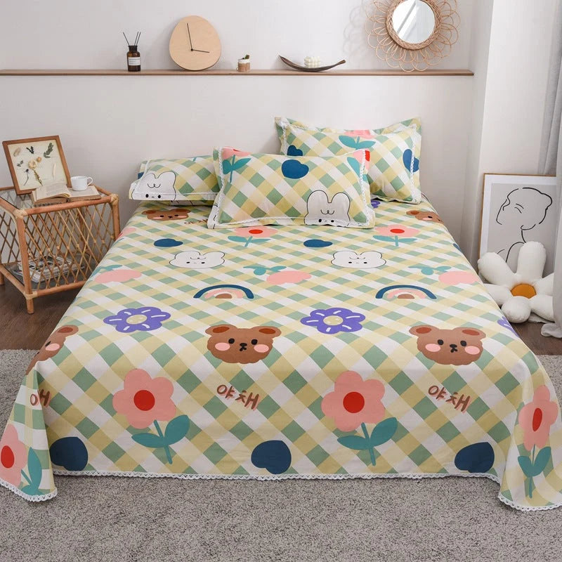 Duvet Cover Set Cotton Check Pattern Machine Washable