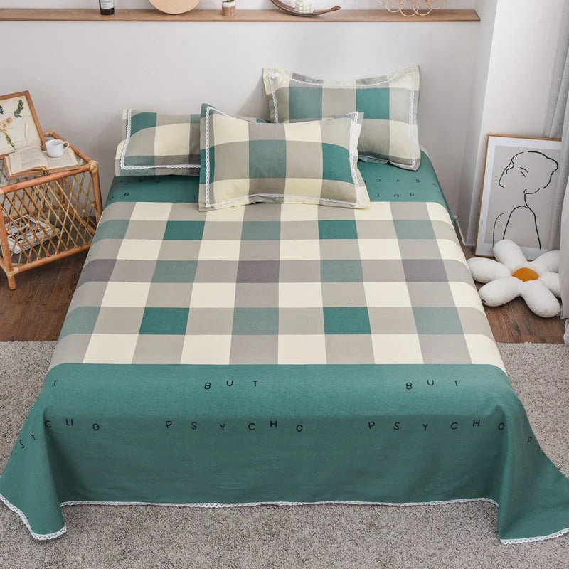 Duvet Cover Set Cotton Check Pattern Machine Washable