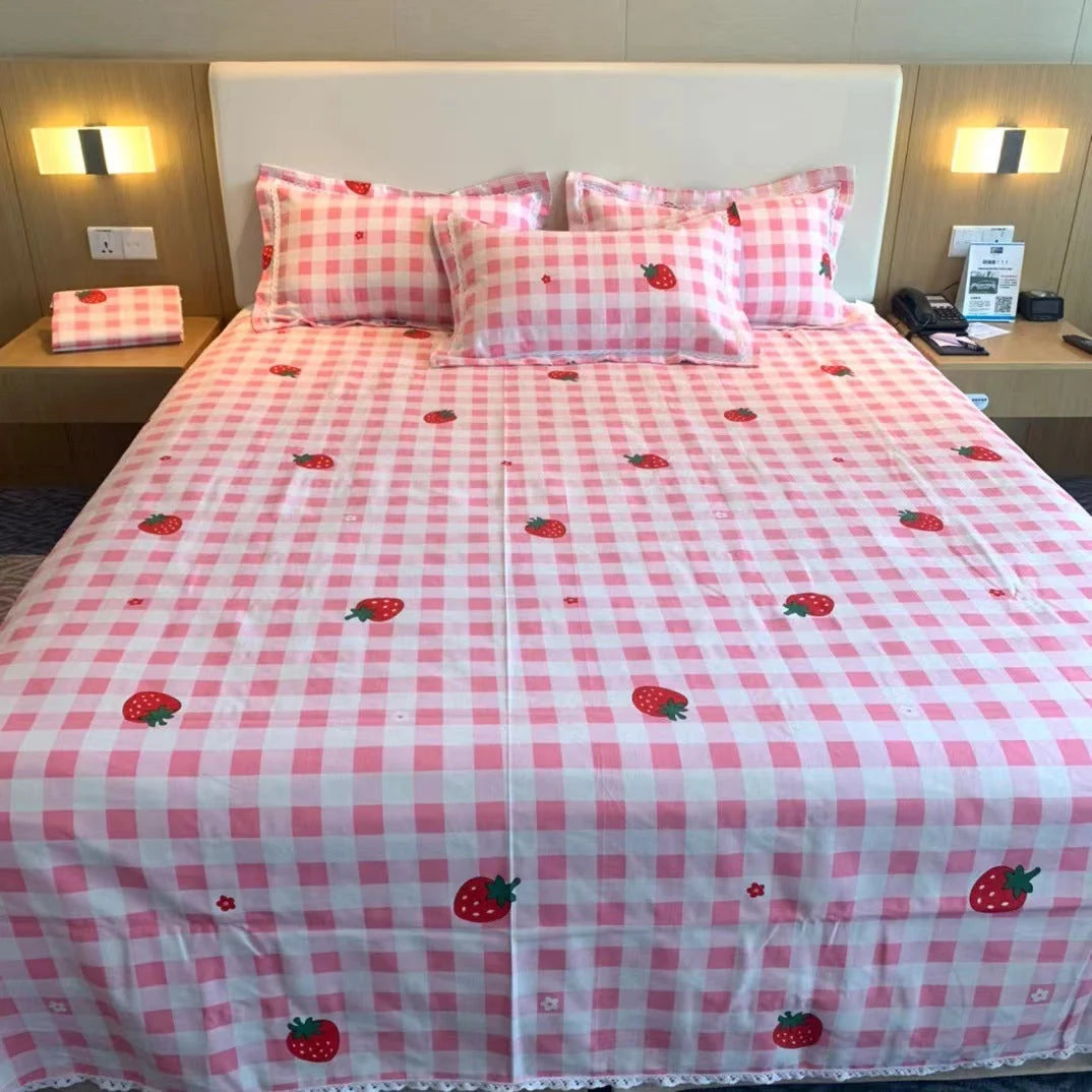Duvet Cover Set Cotton Check Pattern Machine Washable