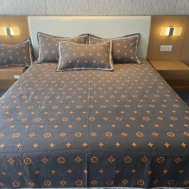 Duvet Cover Set Cotton Check Pattern Machine Washable