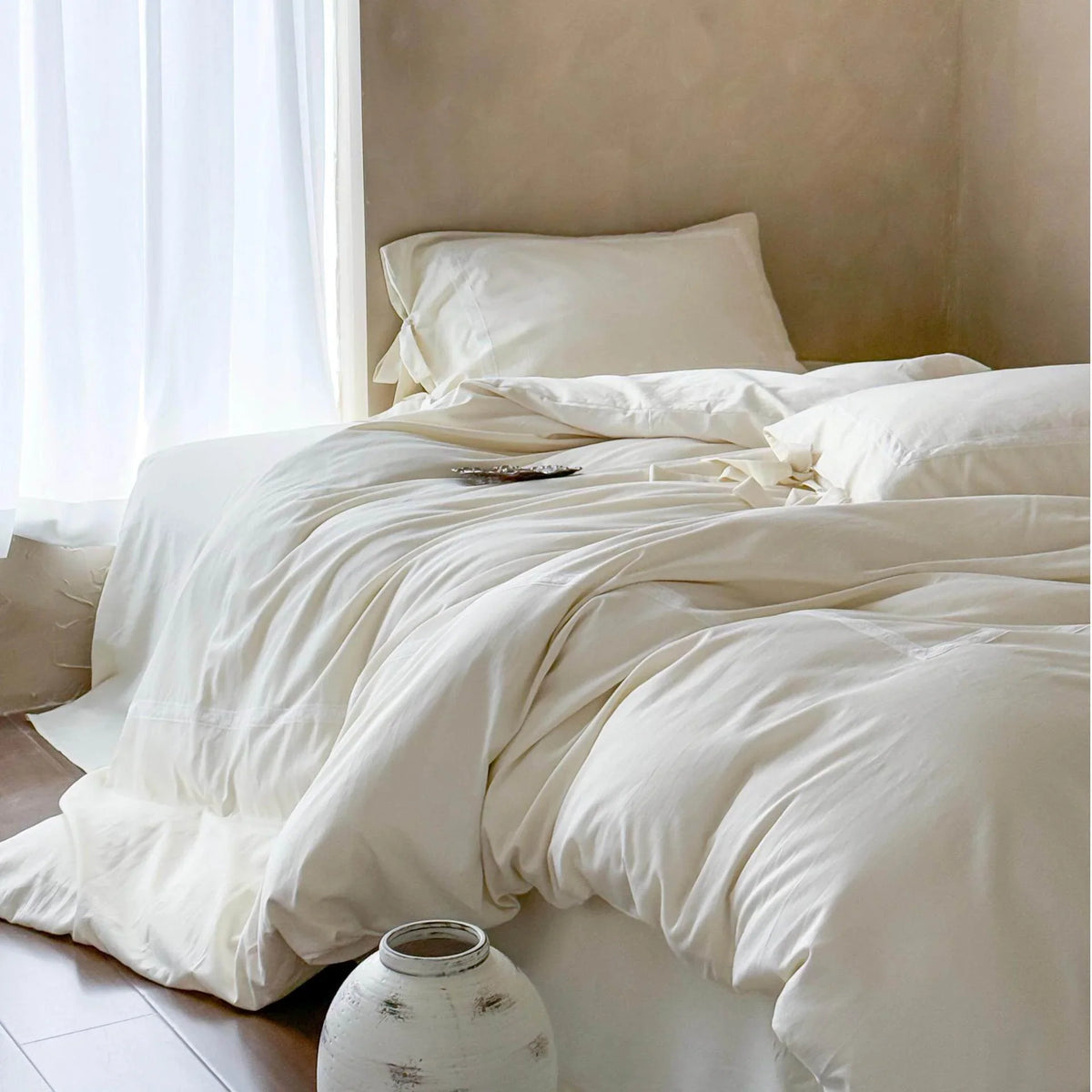 Duvet Cover Set Cotton Jacquard Ruffled 4-Piece