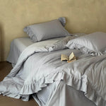 Duvet Cover Set Cotton Jacquard Ruffled 4-Piece