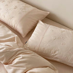 Duvet Cover Set Cotton Jacquard Ruffled 4-Piece