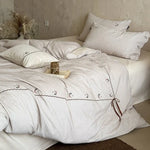 Duvet Cover Set Cotton-Linen Breathable Floral Embroidery