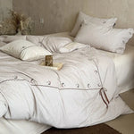Duvet Cover Set Cotton-Linen Breathable Floral Embroidery