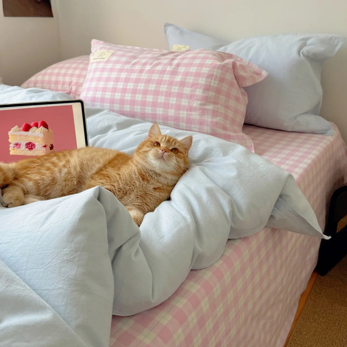Duvet Cover Set Cotton-Linen Breathable Reversible