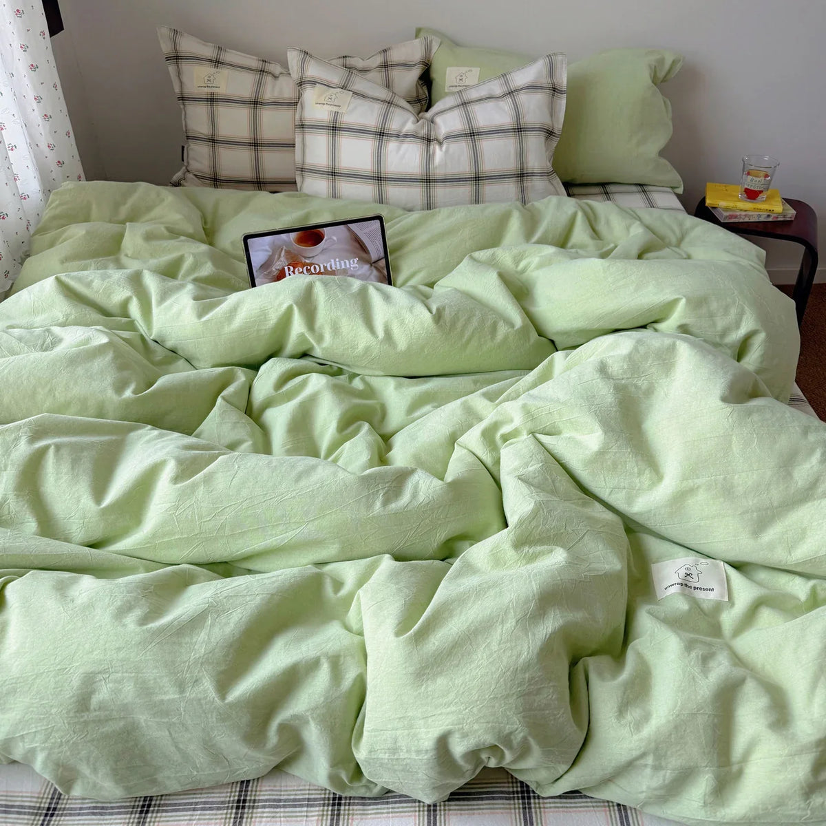 Duvet Cover Set Cotton-Linen Breathable Reversible