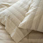 Duvet Cover Set Cotton-Linen Fine Stripe & Lace Hem