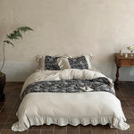 Duvet Cover Set Cotton-Linen Jacquard Floral 4-Piece