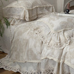 Duvet Cover Set Cotton-Linen Vintage Floral Lace Trim
