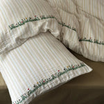 Duvet Cover Set Cotton-Linen Washed Crinkle Embroidered Border