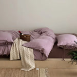 Duvet Cover Set Cotton Percale Breathable Tie Bands