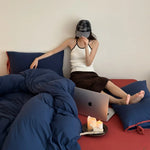 Duvet Cover Set Cotton Percale Breathable Tie Bands