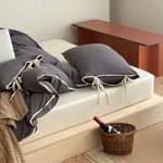 Duvet Cover Set Cotton Percale Breathable Tie Bands
