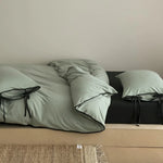Duvet Cover Set Cotton Percale Breathable Tie Bands
