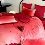 Duvet Cover Set Cotton Percale Reversible 3D Heart Applique