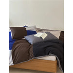 Duvet Cover Set Cotton Percale Reversible Block & Stripe
