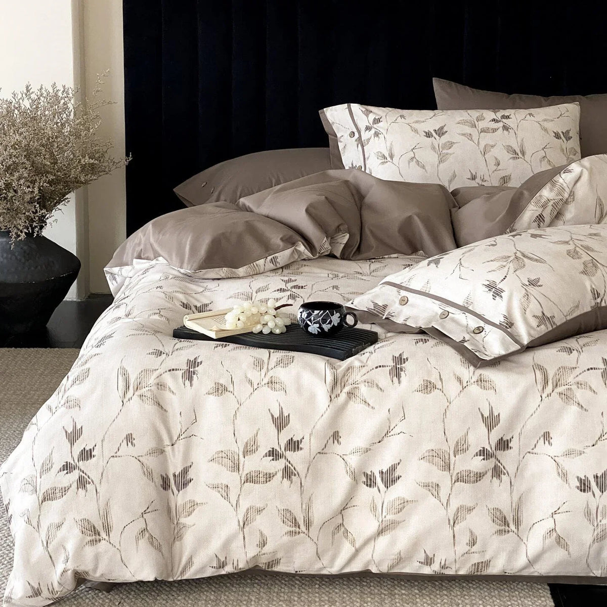 Duvet Cover Set Cotton Percale Reversible Jacquard