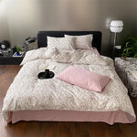 Duvet Cover Set Cotton Percale Reversible Wildflower Print 4-Piece