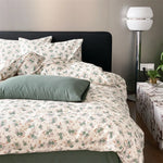 Duvet Cover Set Cotton Percale Reversible Wildflower Print 4-Piece