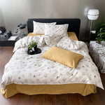 Duvet Cover Set Cotton Percale Reversible Wildflower Print 4-Piece