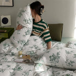 Duvet Cover Set Cotton Percale Wildflower Print Matching Pillowcases