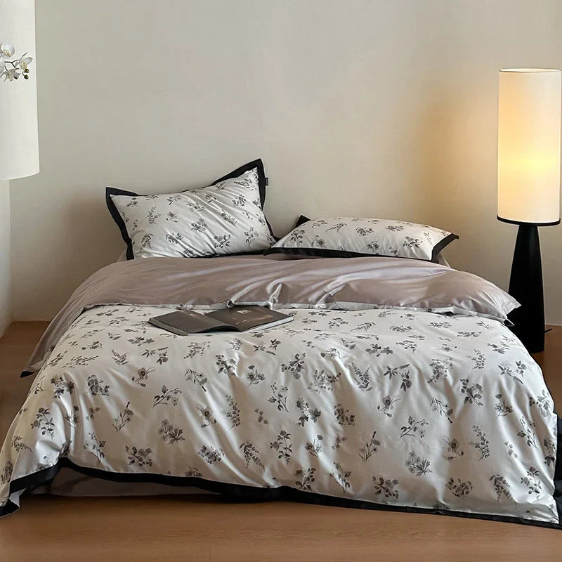 Duvet Cover Set Cotton Satin Botanical Print