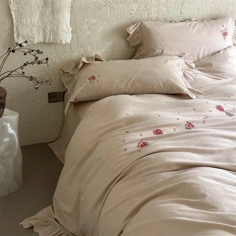 Duvet Cover Set Cotton Satin Breathable Hotel Closure