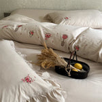 Duvet Cover Set Cotton Satin Breathable Hotel Closure