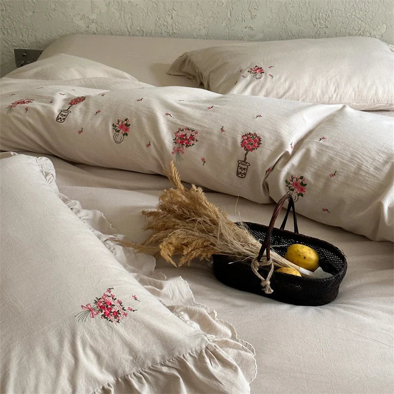 Duvet Cover Set Cotton Satin Breathable Hotel Closure