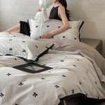 Duvet Cover Set Cotton Satin Butterfly Motif Four-Piece