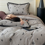 Duvet Cover Set Cotton Satin Butterfly Motif Four-Piece