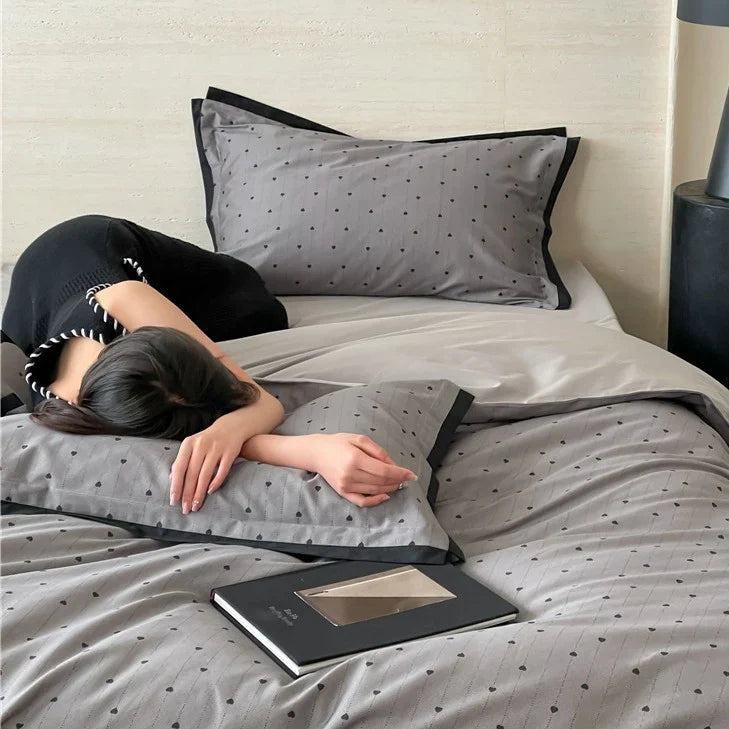 Duvet Cover Set Cotton Satin Butterfly Motif Four-Piece