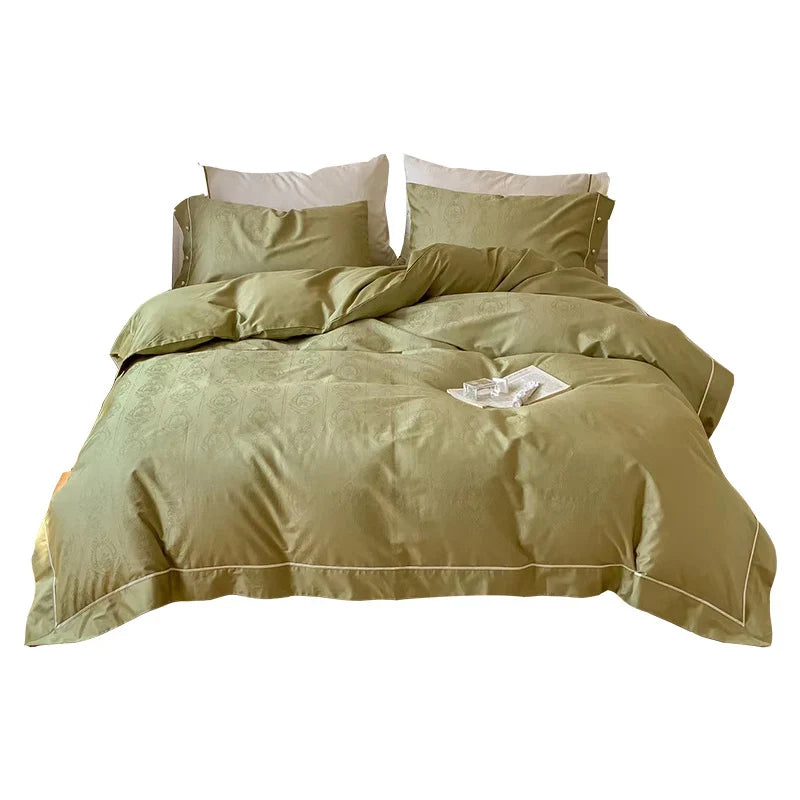 Duvet Cover Set Cotton Satin Damask Concealed Fastenings
