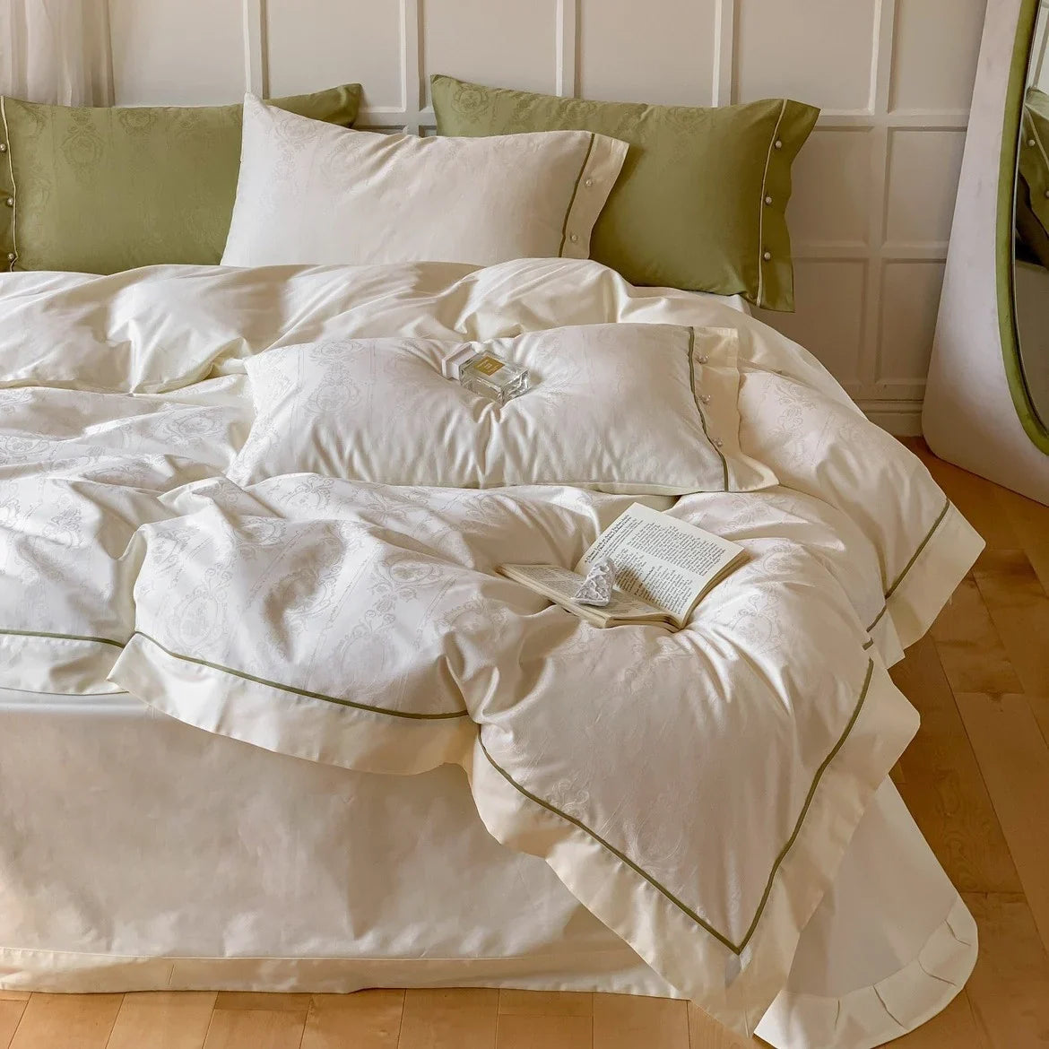 Duvet Cover Set Cotton Satin Damask Concealed Fastenings