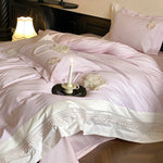 Duvet Cover Set Cotton Satin Embroidered Machine Washable