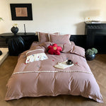 Duvet Cover Set Cotton Satin Embroidered Wildflower Hidden Zipper