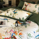 Duvet Cover Set Cotton Satin Exotic Bird Print