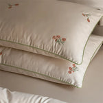 Duvet Cover Set Cotton Satin Floral Embroidery 4-Piece