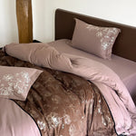 Duvet Cover Set Cotton Satin Floral Embroidery