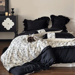 Duvet Cover Set Cotton Satin Floral Embroidery Machine-Washable